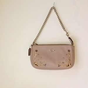 VTG♦Coach Grey Birch Stud Multi- Crystal Tooled Appliqué Wristlet Handbag-F56275